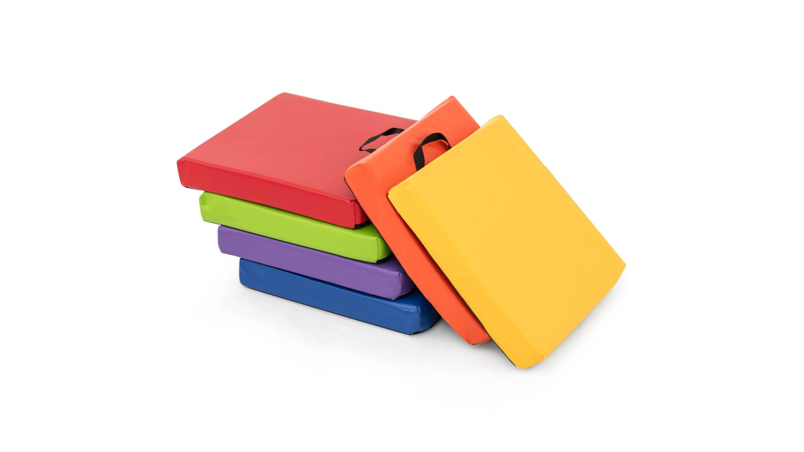 Costway 6 Piece Soft Square Floor PU Cushion Seat Pad with Carrying Zipper Handle