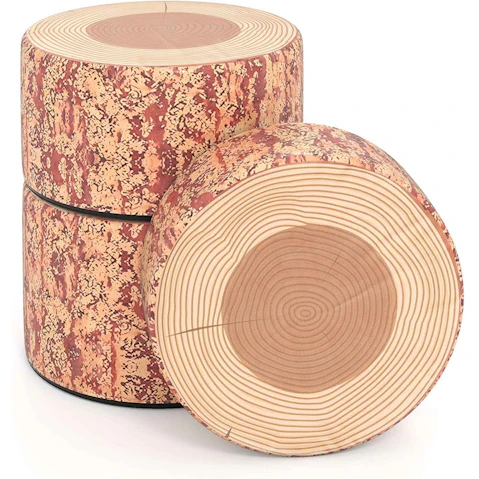 Costway 3-Piece PU Stump Stool Set