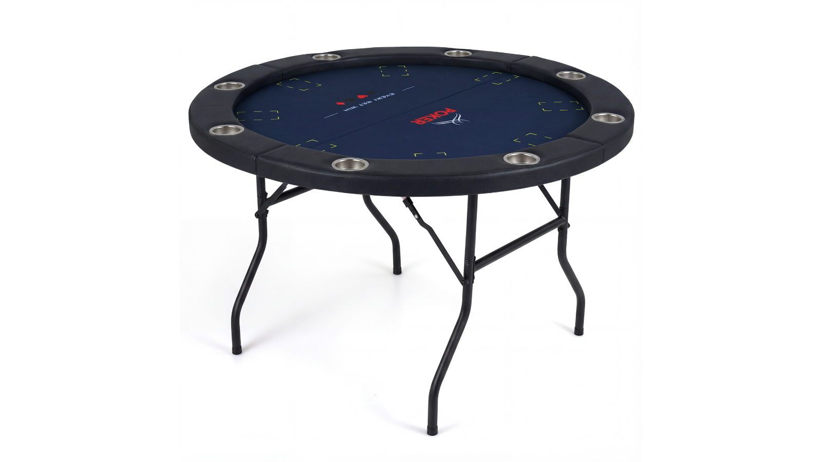 Costway 122cm Folding Round Casino Leisure Poker Table for 8 Player - Blue