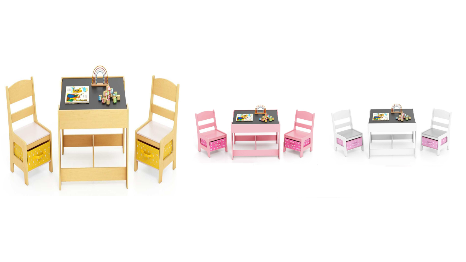 Costway 3-in-1 Kids Reversible Table and Chairs Set