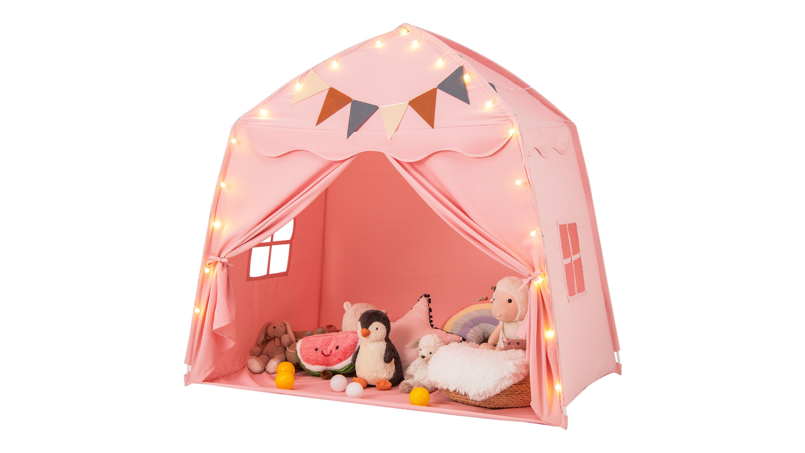 Costway Lighted Princess Castle Teepee Playhouse - Pink