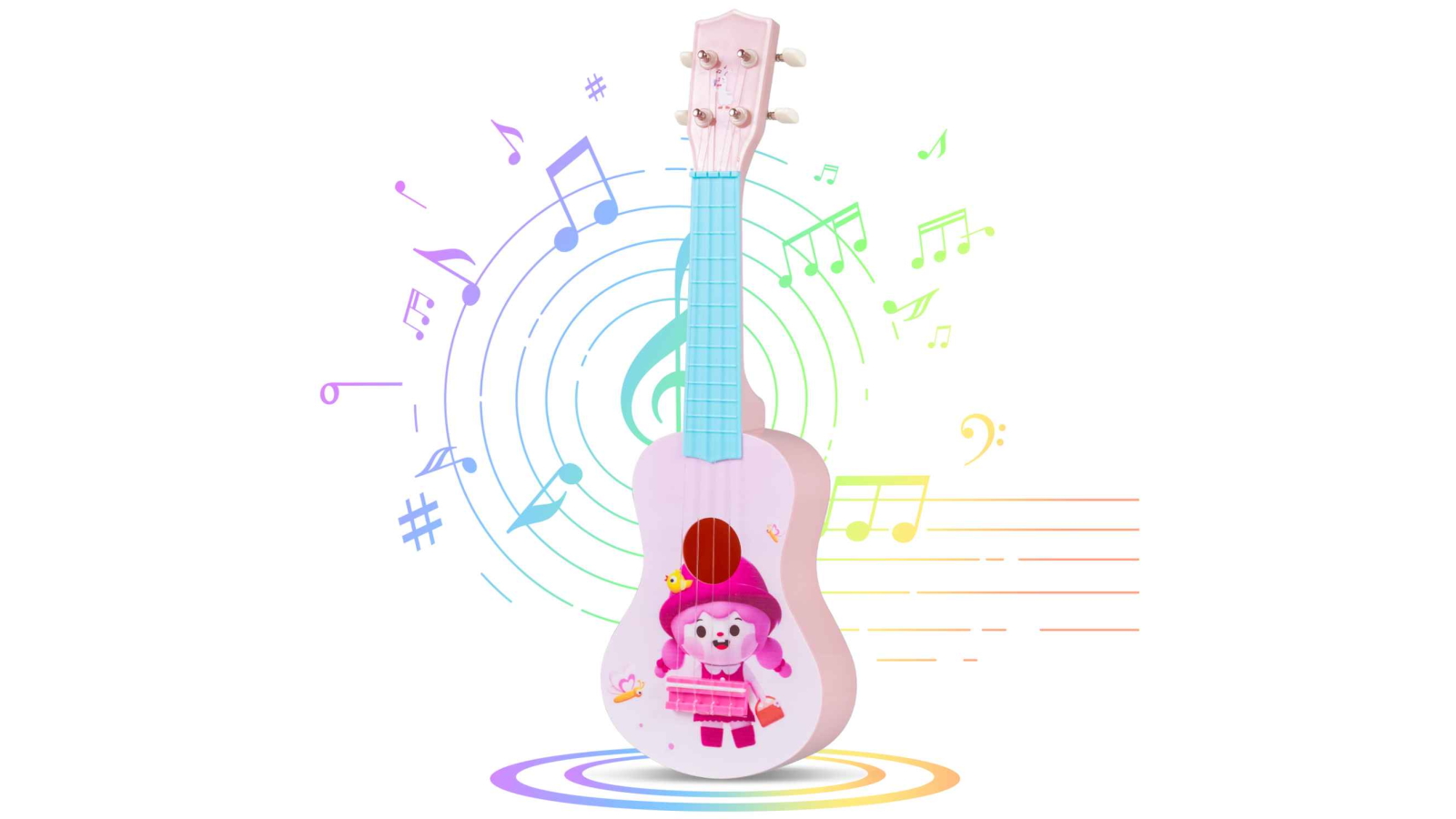 Costway Kids Mini Ukulele Guitar Musical Toy with 4 Nylon Strings and 12 Frets - Pink