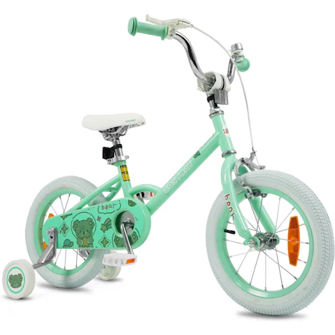 Costway Dual Brake Kids Bike with Adjustable Handlebar/Seat, Detachable Training Wheels and Reflectors - Green