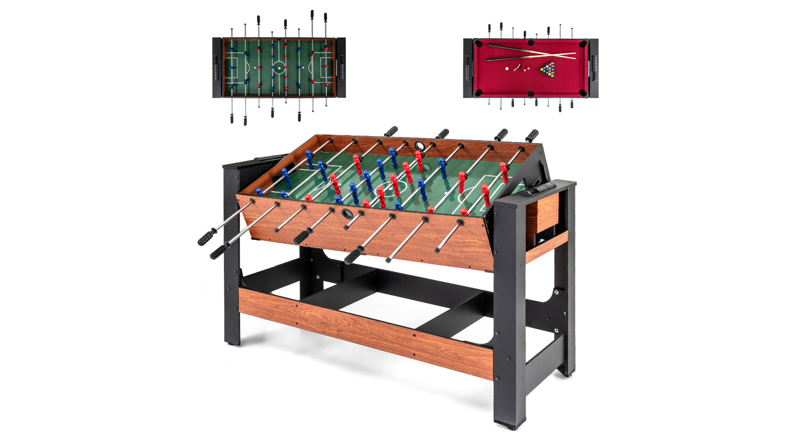 Costway 2-in-1 Swivel Metal Frame Foosball and Pool Table