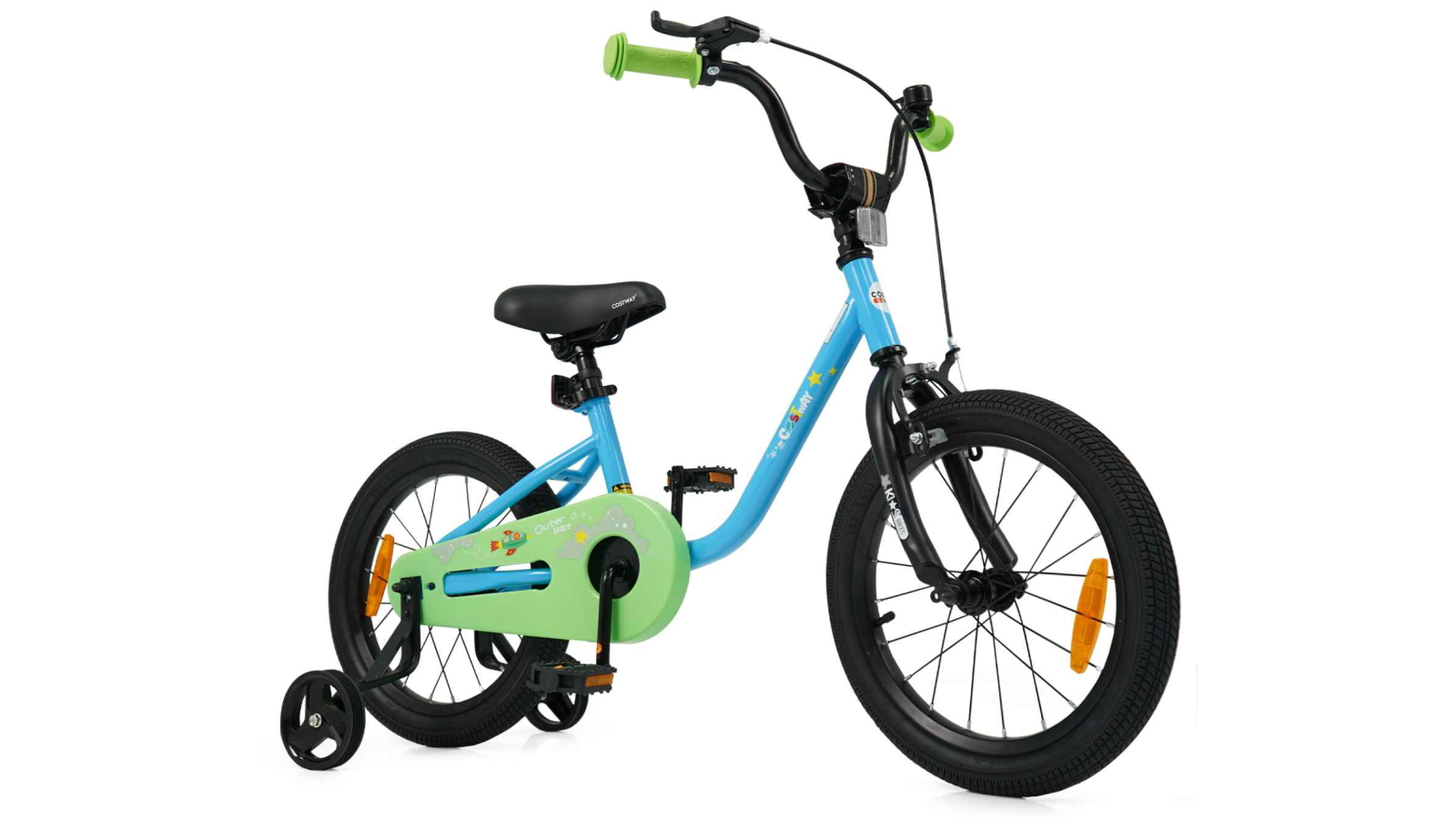 Costway Adjustable Kids Bike with Removable Training Wheel, Bell, Handbrake, Coaster Brake and Reflectors - Ages 4-7, Blue