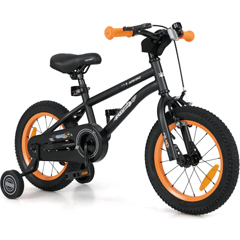 Costway 36cm Kids Bike with Removable Training Wheels, Adjustable Saddle and Safe Reflectors - Black