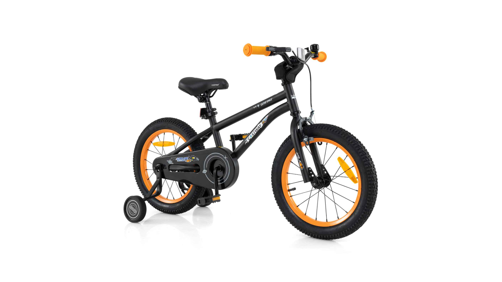 Costway Dual-Brake System Bicycle with Adjustable Height and Training Wheels - Black
