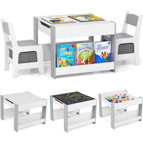 Costway 4-in-1 Grey Table and Chair Set