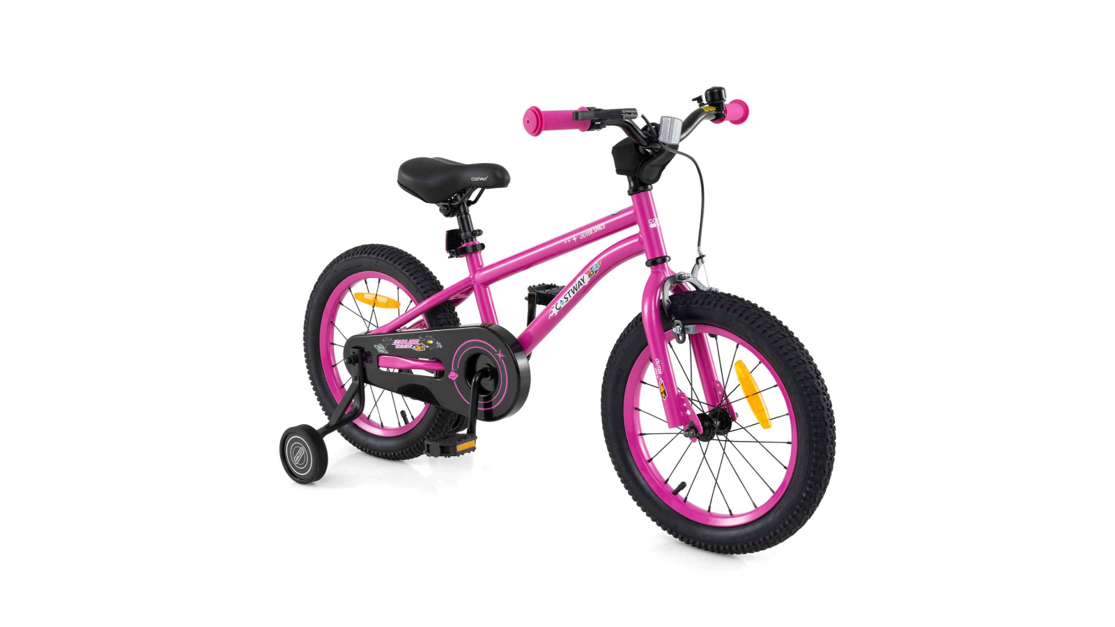Costway Dual-Brake System Bicycle with Adjustable Height and Training Wheel - Pink
