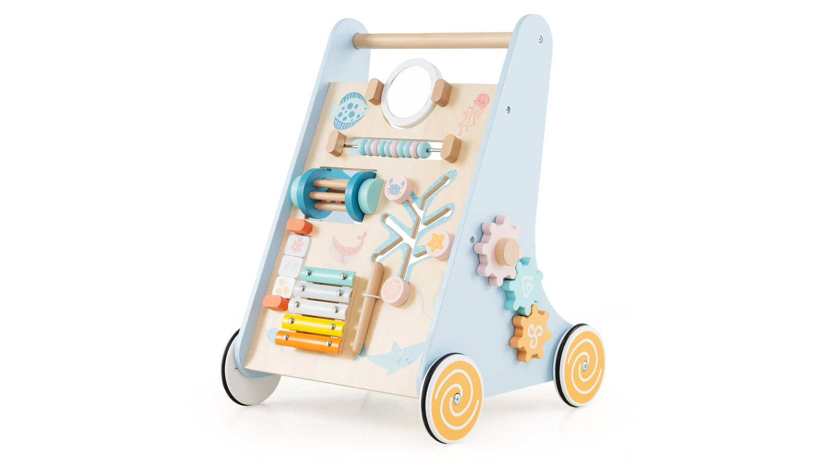 Costway 8-in-1 First Steps Push and Pull Wooden Learning Walker