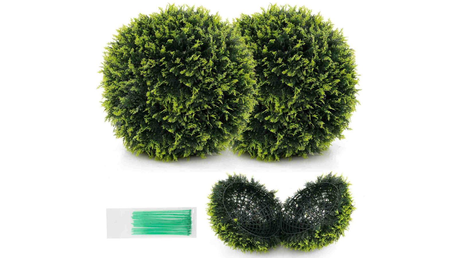 Costway 2 Piece 55cm Artificial Plant Topiary Ball Tree Faux Potted Plant Decoration