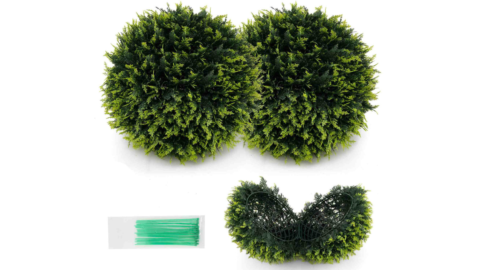 Costway 2 Piece 45cm Artificial Plant Topiary Ball Tree Faux Potted Plant Decoration