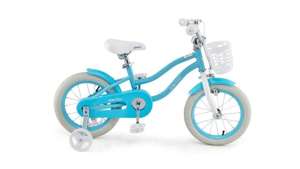 Costway 36cm Girls Beginner Ride-on Bicycle with Training Wheels - Blue