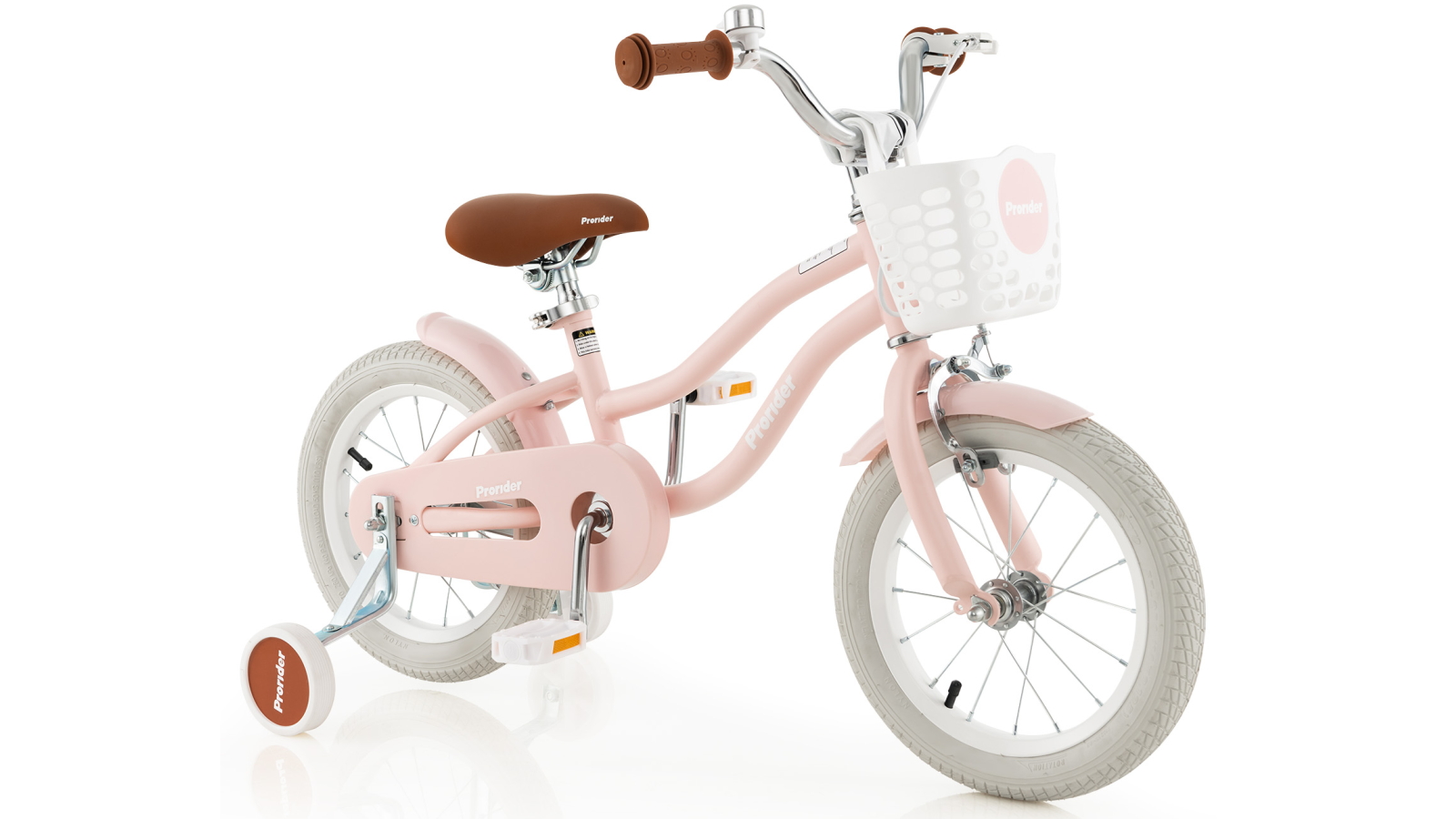 Costway 36cm Girls Bike with Training Wheels, Basket and Adjustable Handlebar/Seat