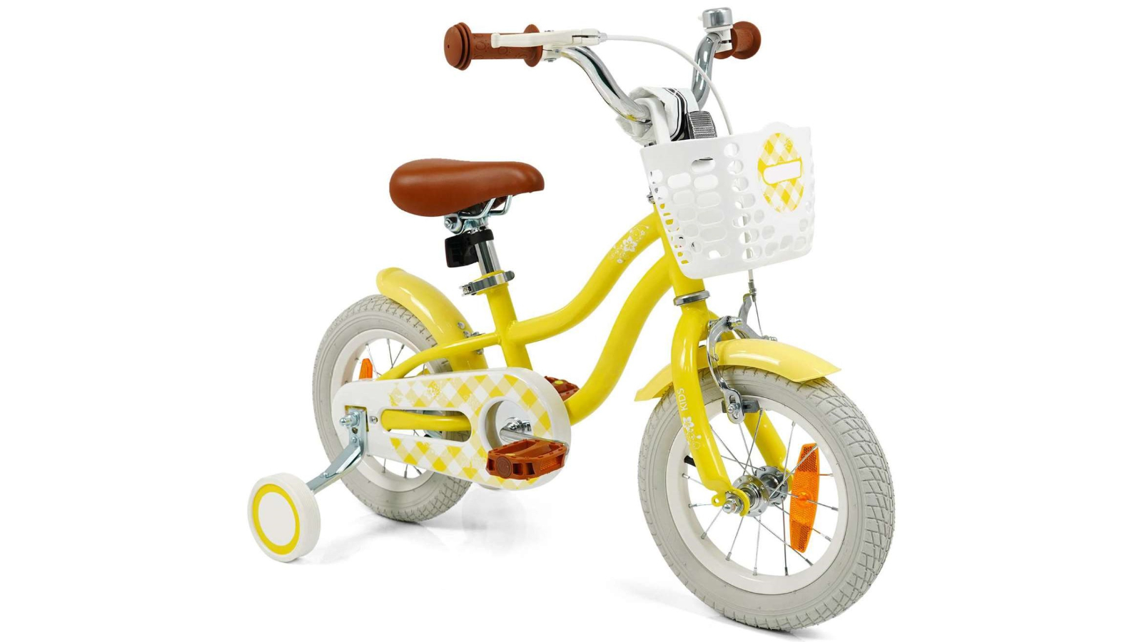 Costway 30cm Ride-On Bicycle with Training Wheel and Saddle - Yellow