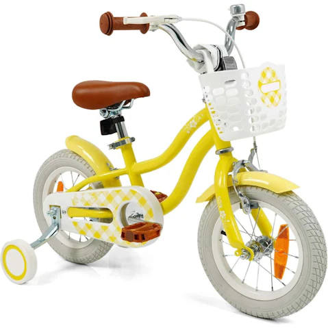 Costway 30cm Ride-On Bicycle with Training Wheel and Saddle - Yellow