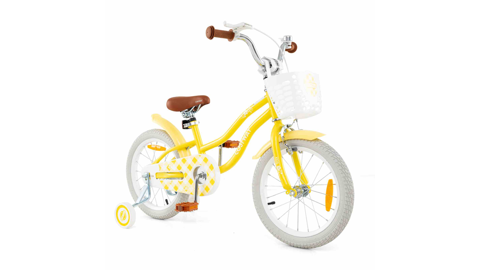 Costway Yellow Boy/Girl Training Bicycle with Wheel and Saddle - 36cm