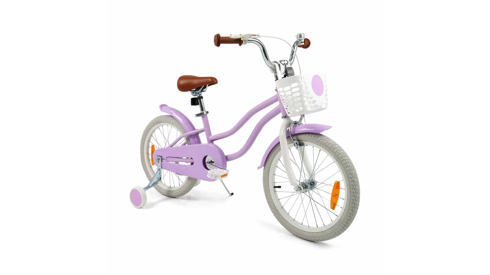 Costway 46cm Balance Bike with Training Wheels and Saddle - Purple