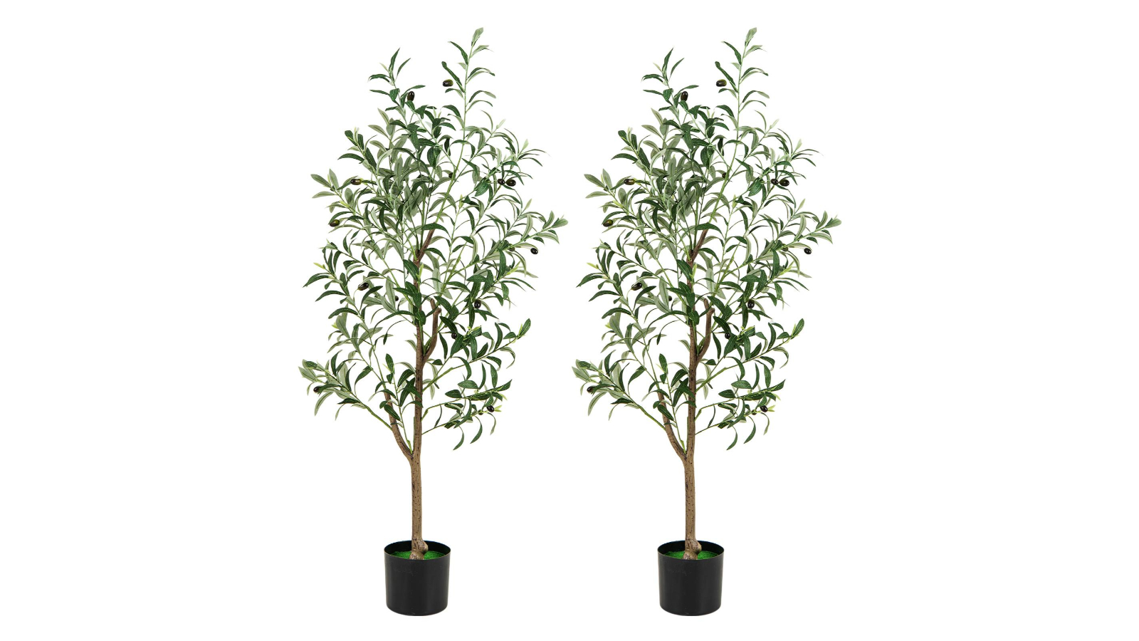 Costway 130cm Artificial Olive Tree - Set of 2