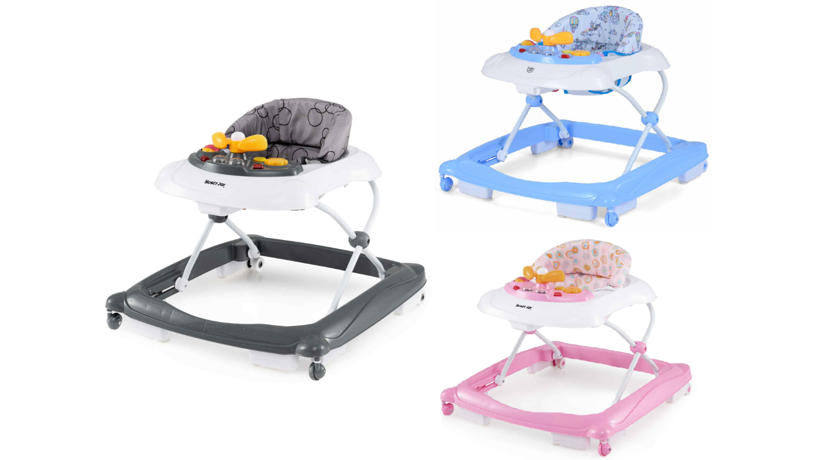 Costway Foldable Baby Walker and Ride-On Stroller with Music Tray