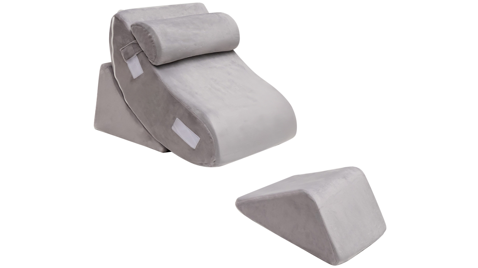 Costway 4-Piece Bed Wedge Pillow Set with Memory Foam Adjustable Cushion - Grey