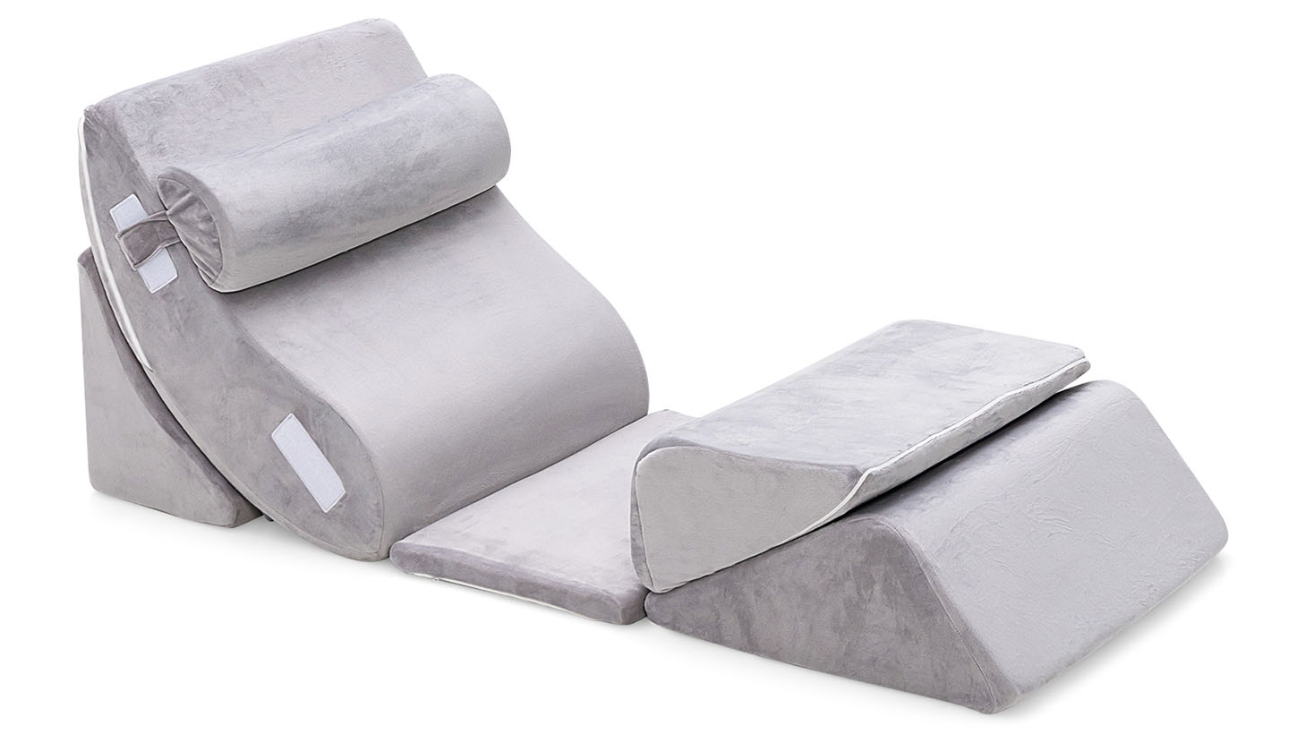 Costway 6-Piece Bed Wedge Pillow Set with Memory Foam Adjustable Cushion - Grey