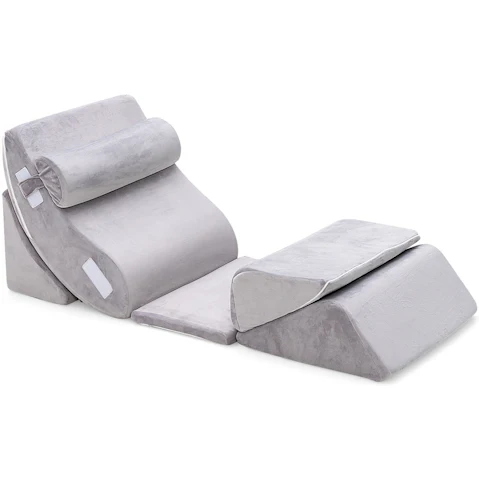 Costway 6-Piece Bed Wedge Pillow Set with Memory Foam Adjustable Cushion - Grey