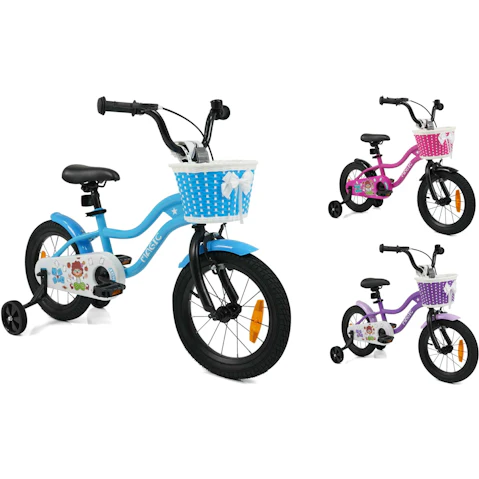 Costway Dual Brake Kid Bike with Training Wheels, Adjustable Seat/Handlebar and Basket