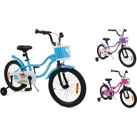 Costway 45cm Dual Brake Adjustable Kid Bike with Training Wheels, Kickstand and Basket