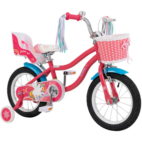 Costway Bicycle with Training Wheels and Basket - Pink
