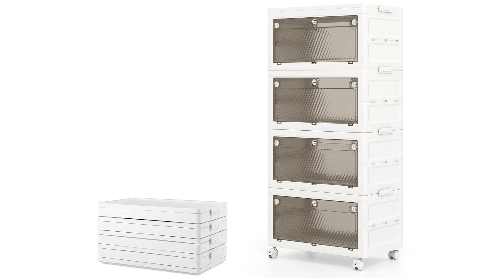Costway 4-Tier Large Collapsible Storage Box with Lid
