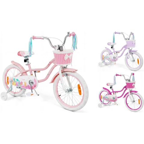 Costway 40cm Mermaid Girls Adjustable Bike with Hand/Coaster Brakes, Basket and Streamers