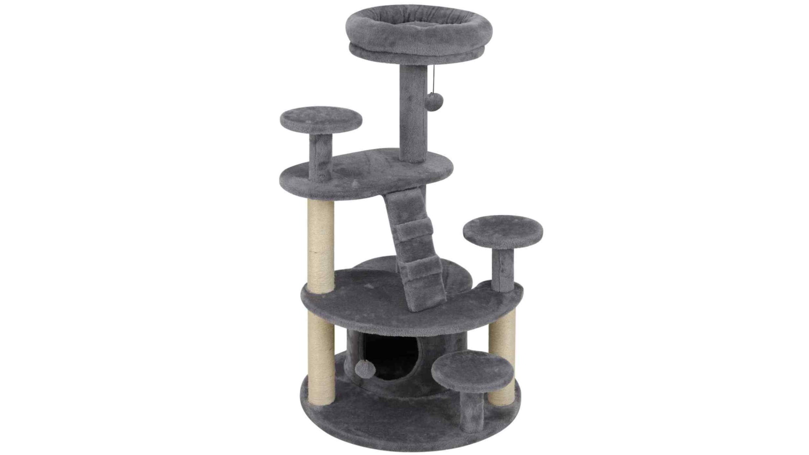 Costway Multi-level Cat Tree Plush Condo Tower with Scratching Posts and Climbing Ladder - Grey