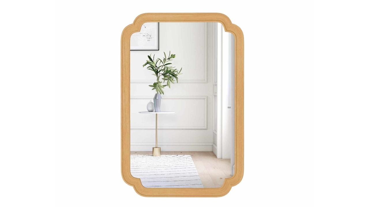 Costway 2 Mount Ways Rounded Corner Rectangle Decorative Wall Mirror - 90 x 60cm