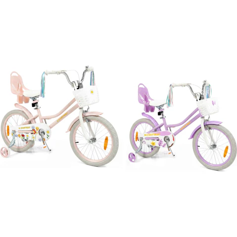 Costway Kids Bike with Training Wheels, Doll Seat and Front Basket
