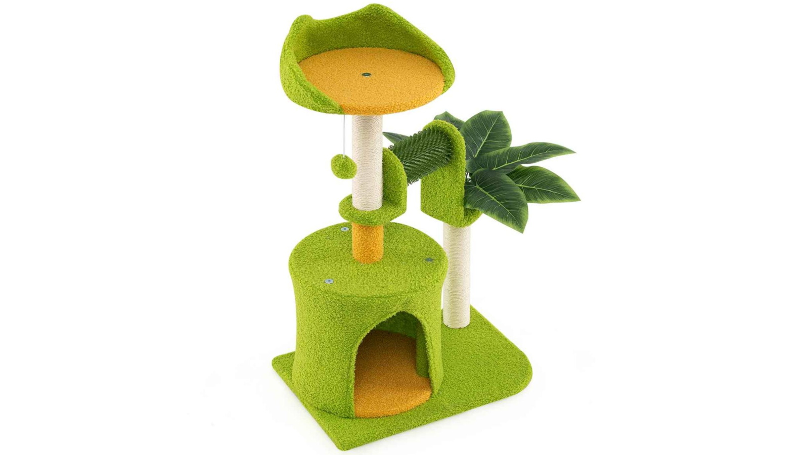 Costway Palm Cat Tree Activity Center with Dangling Ball