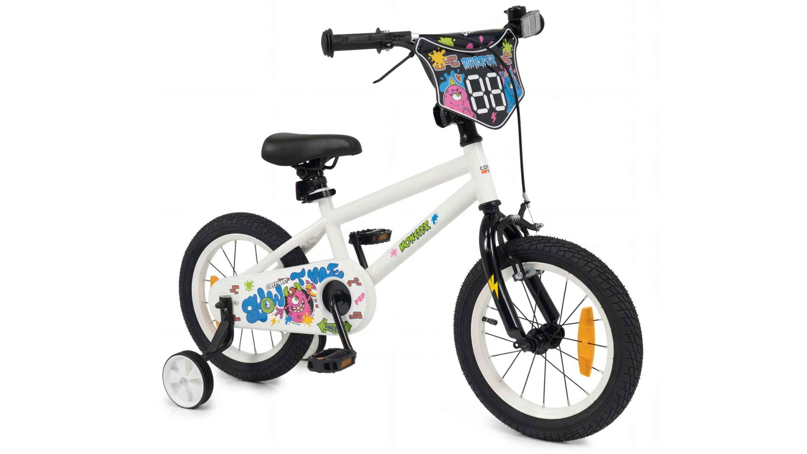 Costway 35cm Kids Bike with Training Wheels, Handbrake, Coaster Brake and Reflectors - White