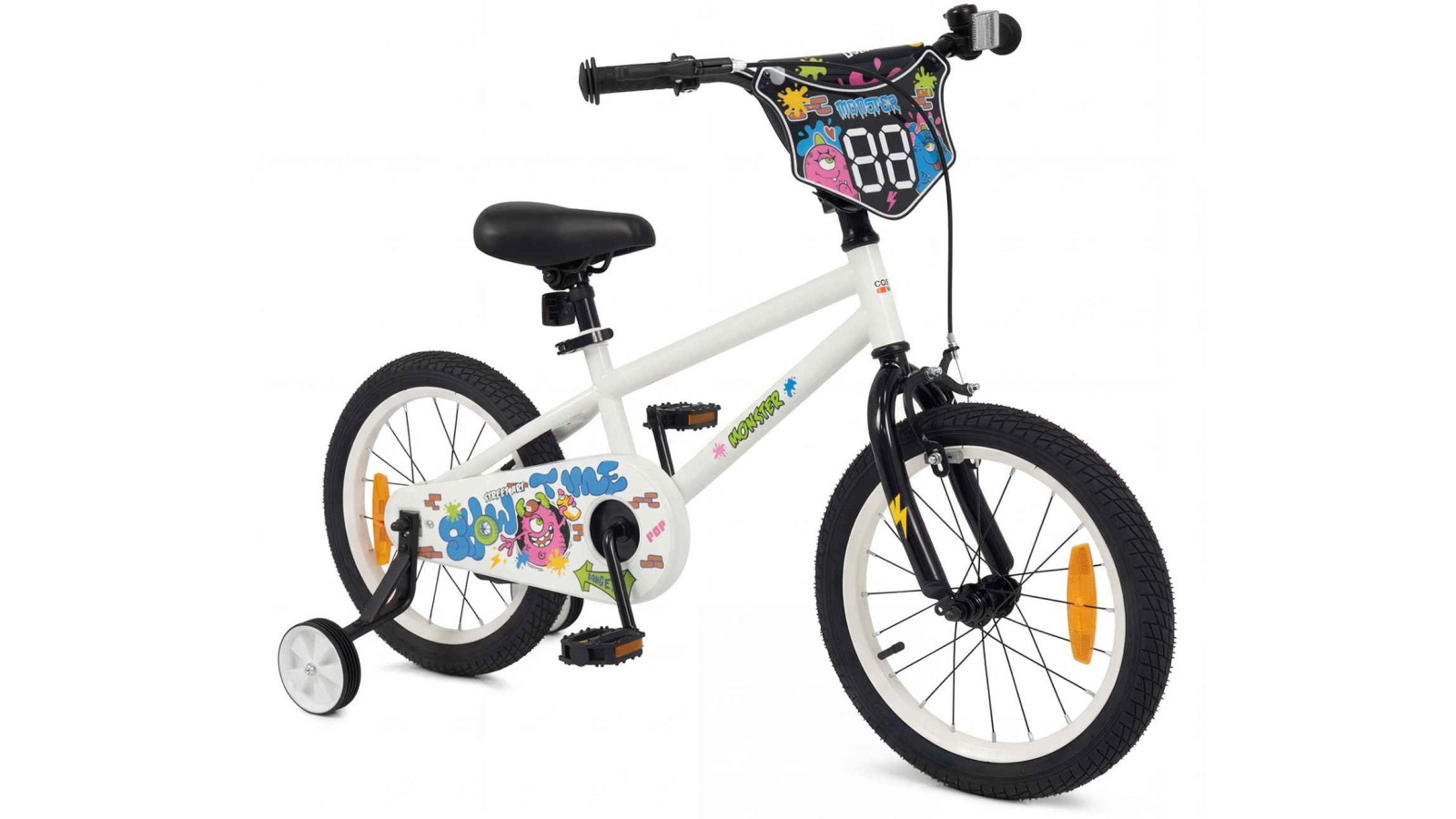 Costway 40cm Kids Bike with Training Wheels, Handbrake, Coaster Brake and Reflectors - White
