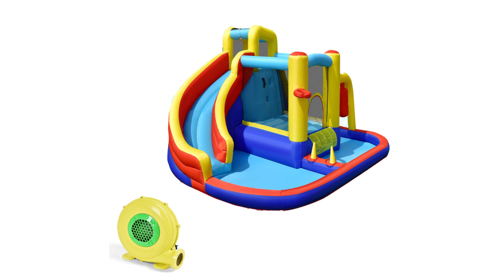 Costway 7-in-1 Jumping Inflatable Castle Water Slide with Blower