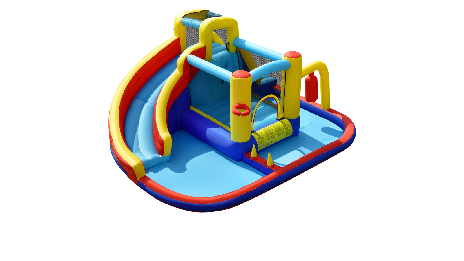 Costway 7-in-1 Water Park Inflatable Castle with Slide and Splash Pool 