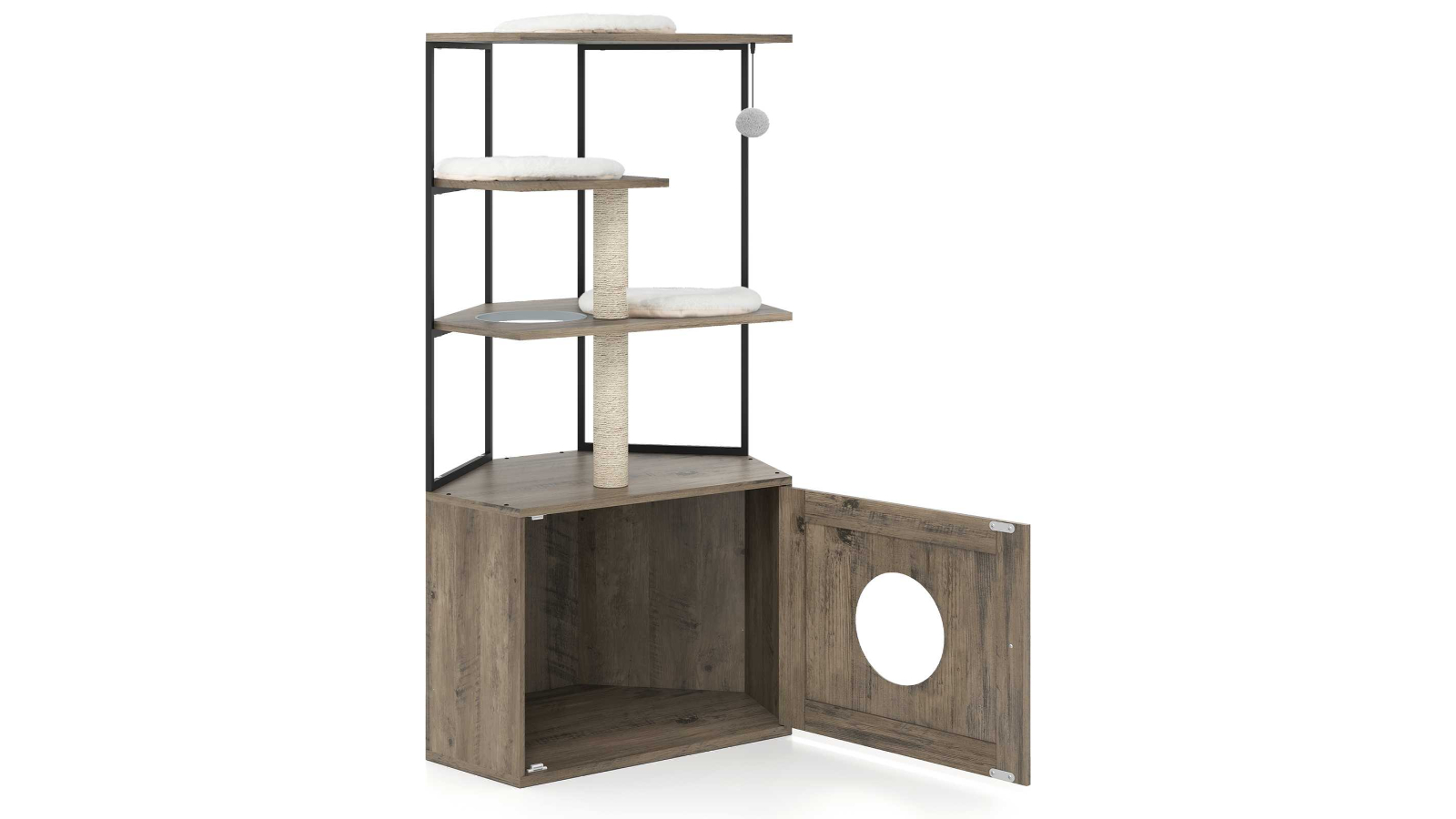 Costway Cat Modern Tree Tower Condo with Litter Box