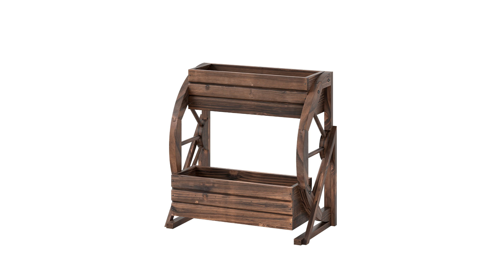 Costway 2-Tier Wood Wagon Raised Garden Bed