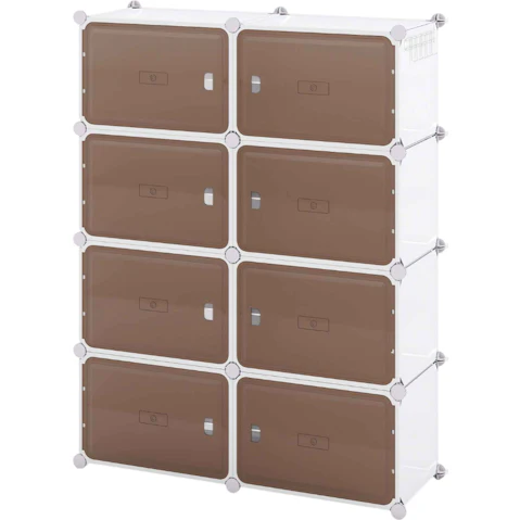 Costway 32 Pair Capacity 8-Tier Shoe Rack Storage Cabinet with Removable Hook