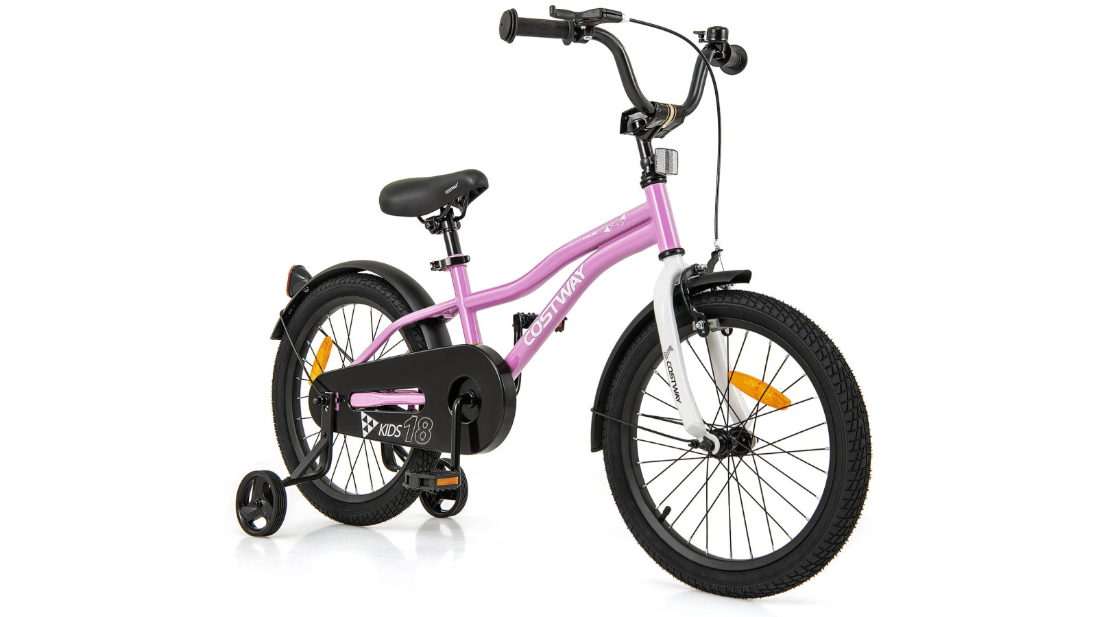Costway 45 cm Kids Bike with Adjustable Seat and Removable Training Wheels - Purple