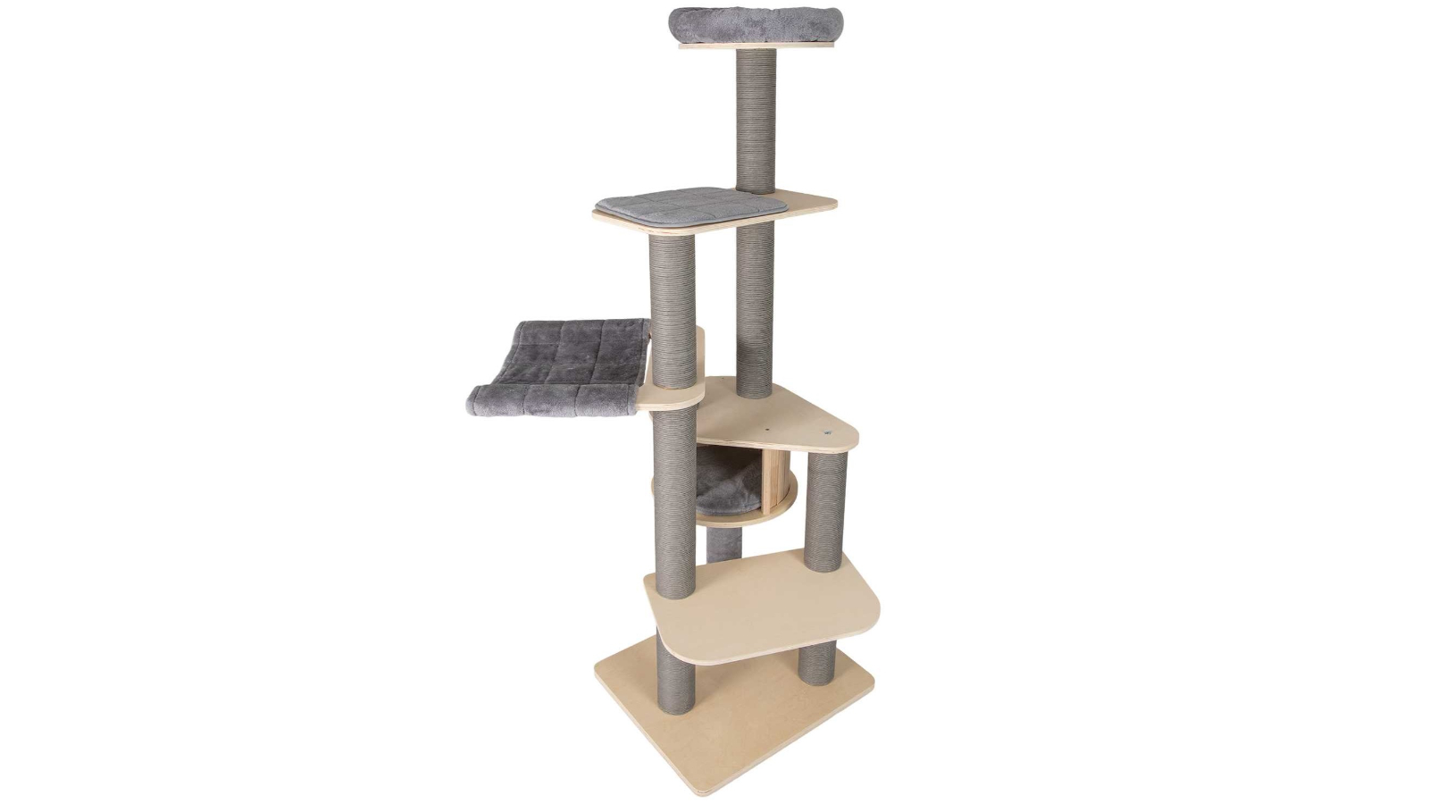 Costway Grey Multi-Level Cat Tower with Detachable Mat - 1.97metre