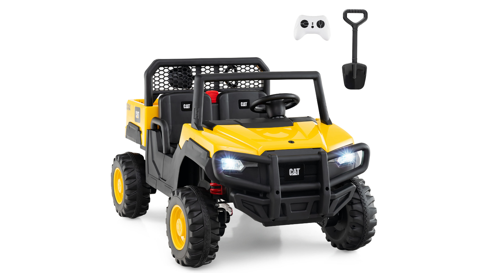 Costway 24V Remote Control Electric Caterpillar 2-Seat Ride-On Truck with Soft Start Dump Bed - Yellow
