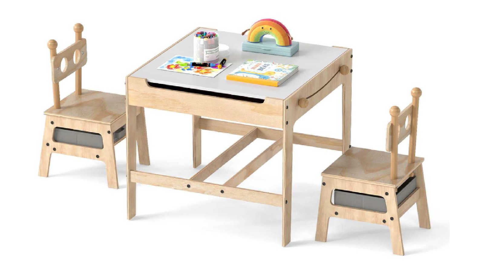 Costway 4-in-1 Kids Table and Chairs Set - 49cm