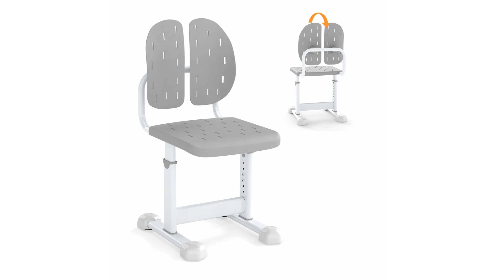 Costway Breathable Seat Adjustable Double Back Support Computer Chair - Grey