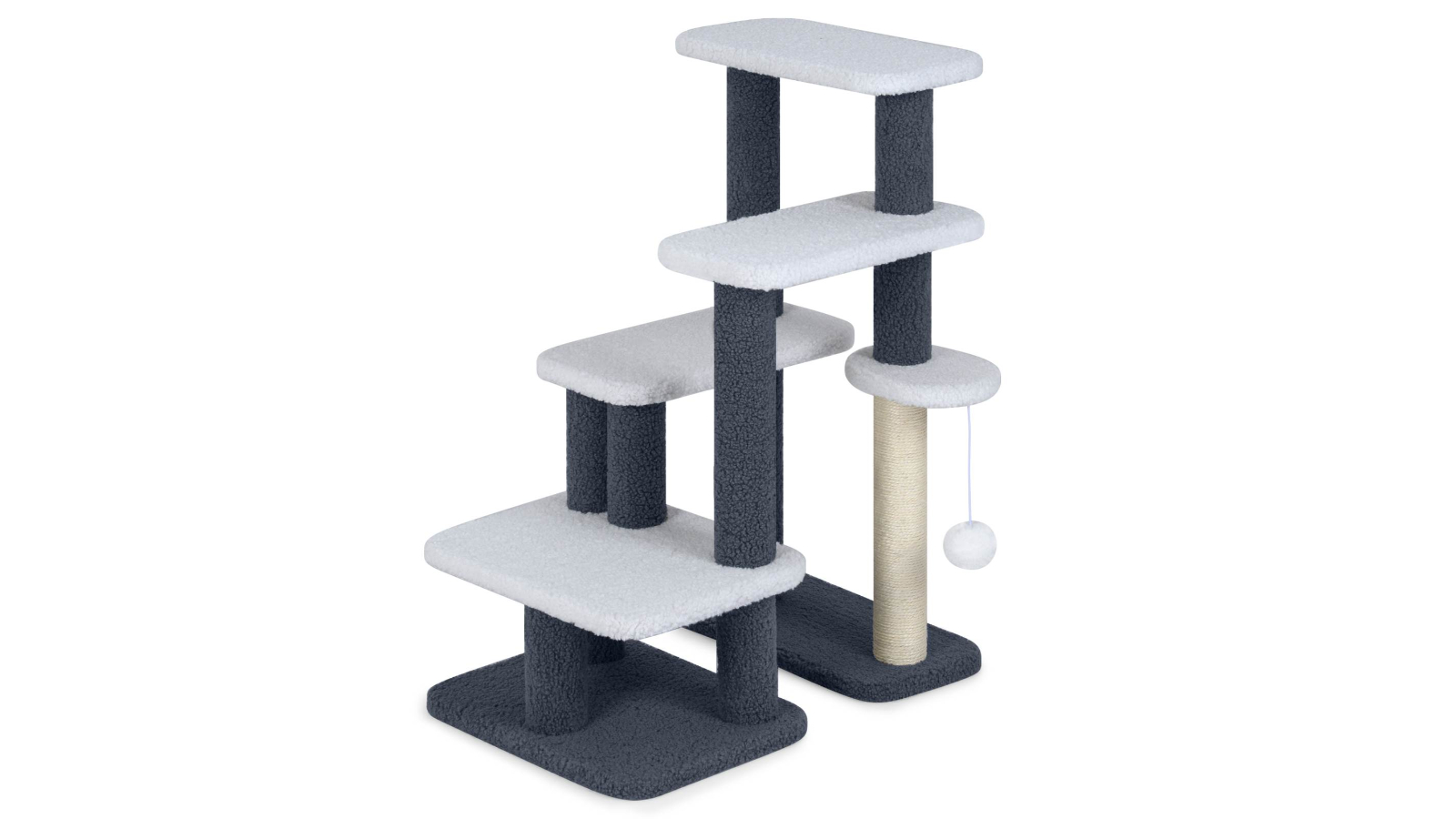Costway 2-in-1 Sisal Cat Stair Scratcher with 3-Large Platform and 4-Step