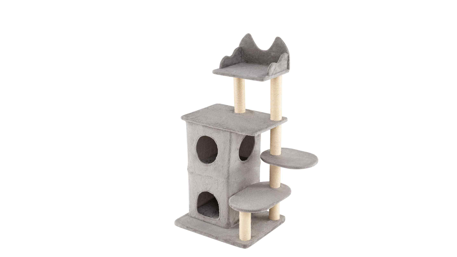Costway 2-Storey Grey Cat Tree/House Scratcher - 1.23metre